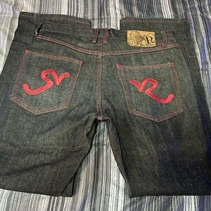 Stylish Black Jeans with Red Accents